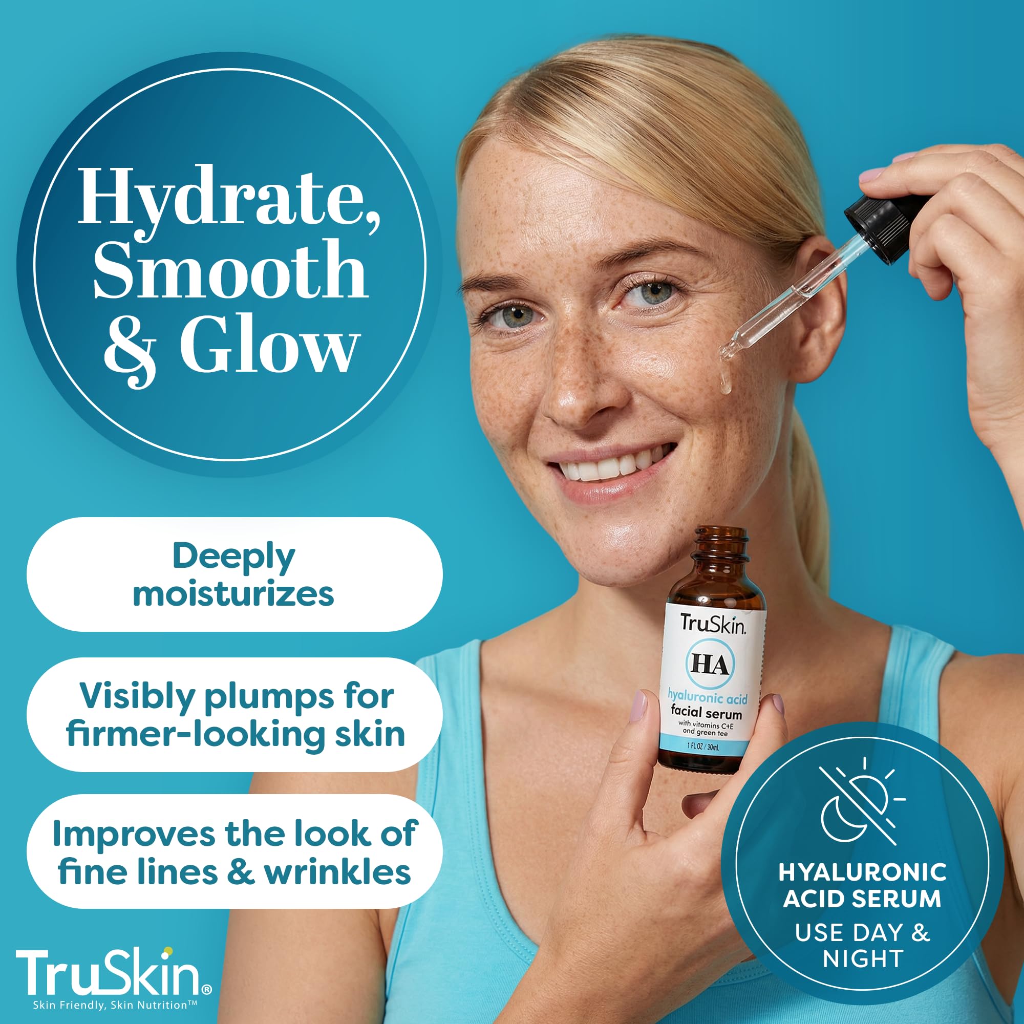 TruSkin Sérum Hyaluronique soir: texture lisse et revitalisée