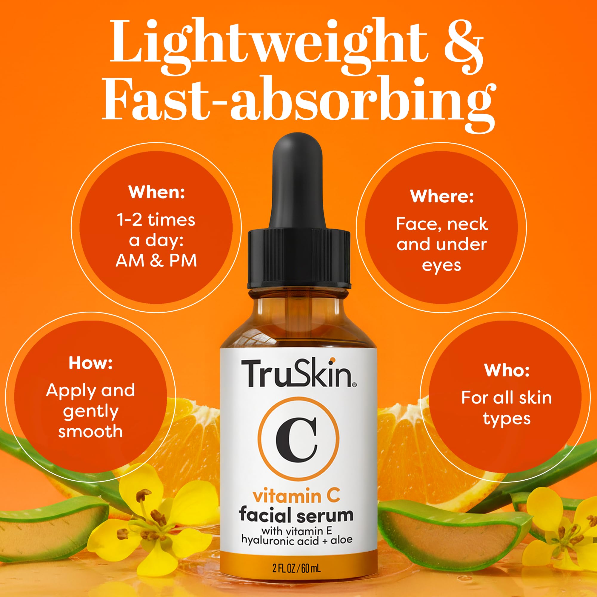 TruSkin Sérum vitamine C - emballage sobre: sans parfum et adapté.