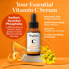 TruSkin Sérum vitamine C - etiquette minimaliste: usage simple et pratique.