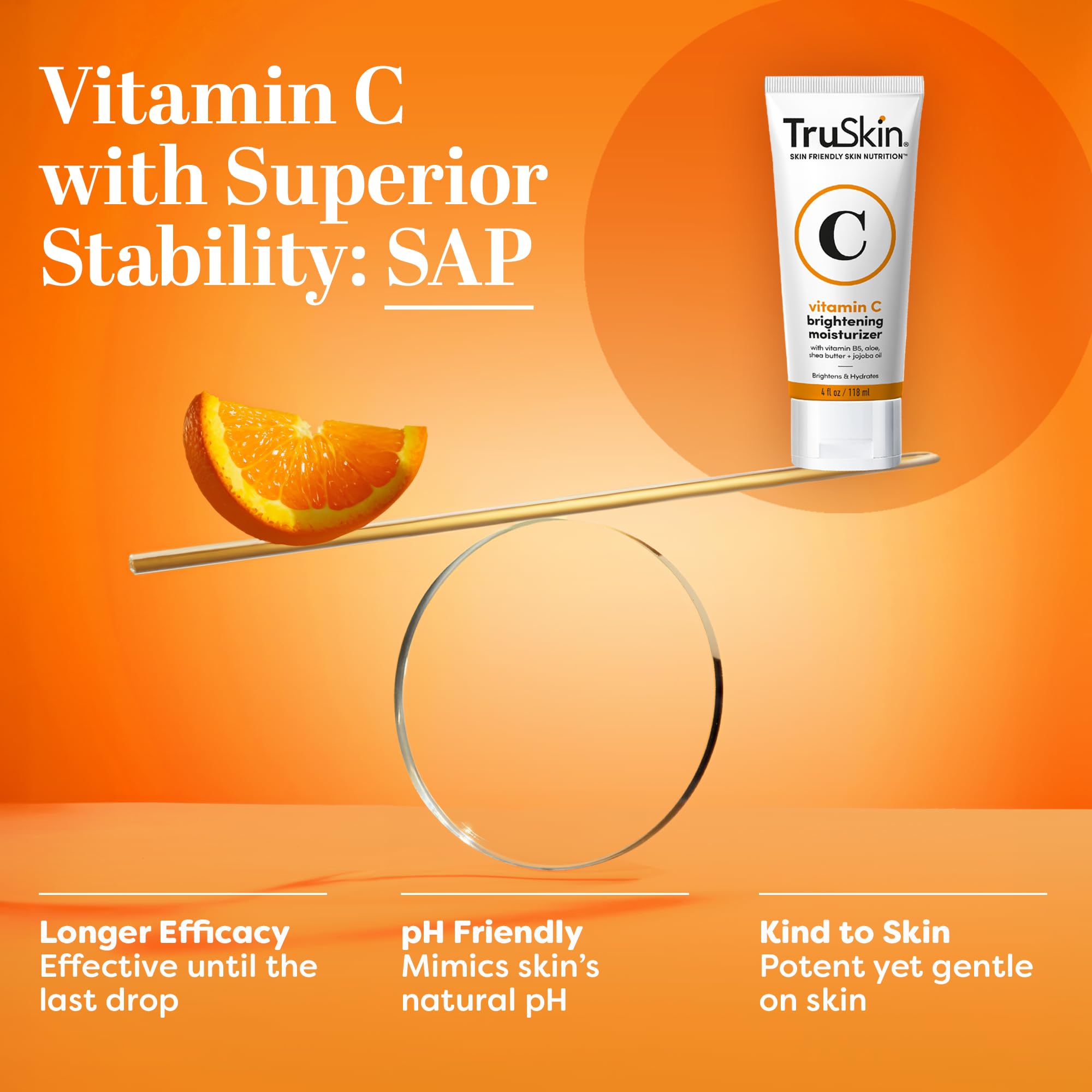 TruSkin Vitamin C Face Cream jar closeup reveals smooth, creamy consistency.