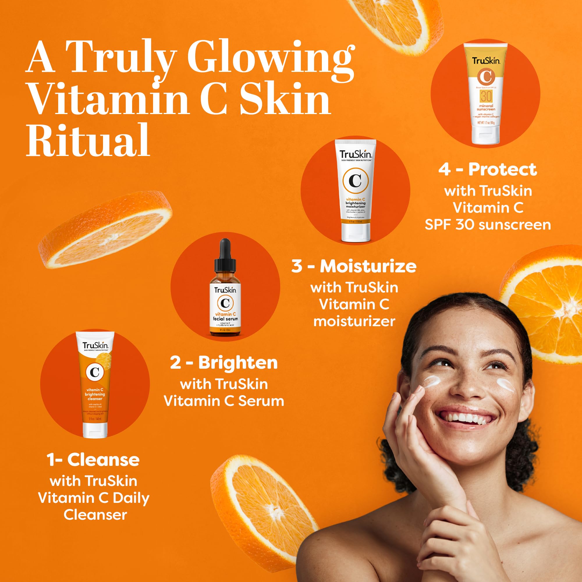 TruSkin Vitamin C Face Cream label notes paraben-free and cruelty-free formula.