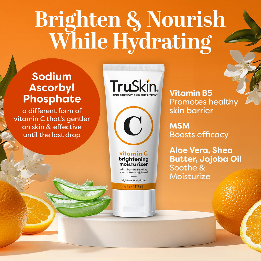 TruSkin Vitamin C Face Cream texture swatch shows light, non-greasy finish.