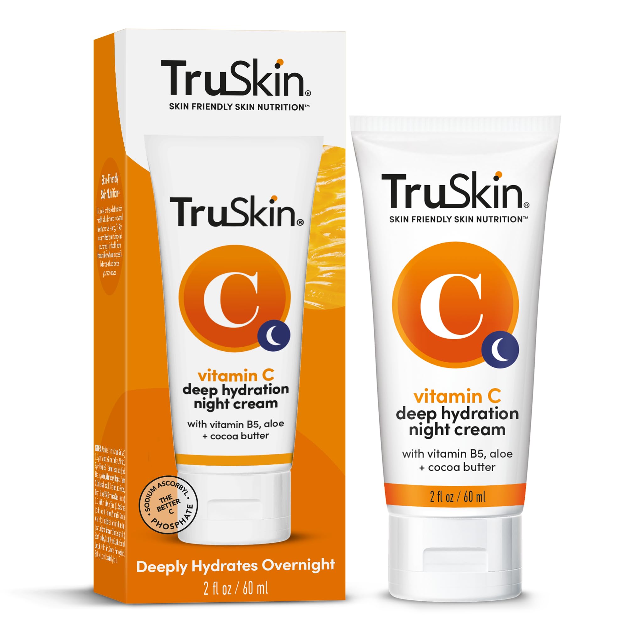 TruSkin vitamine C nuit crème — bouteille élégante pour hydratation nocturne et éclat.