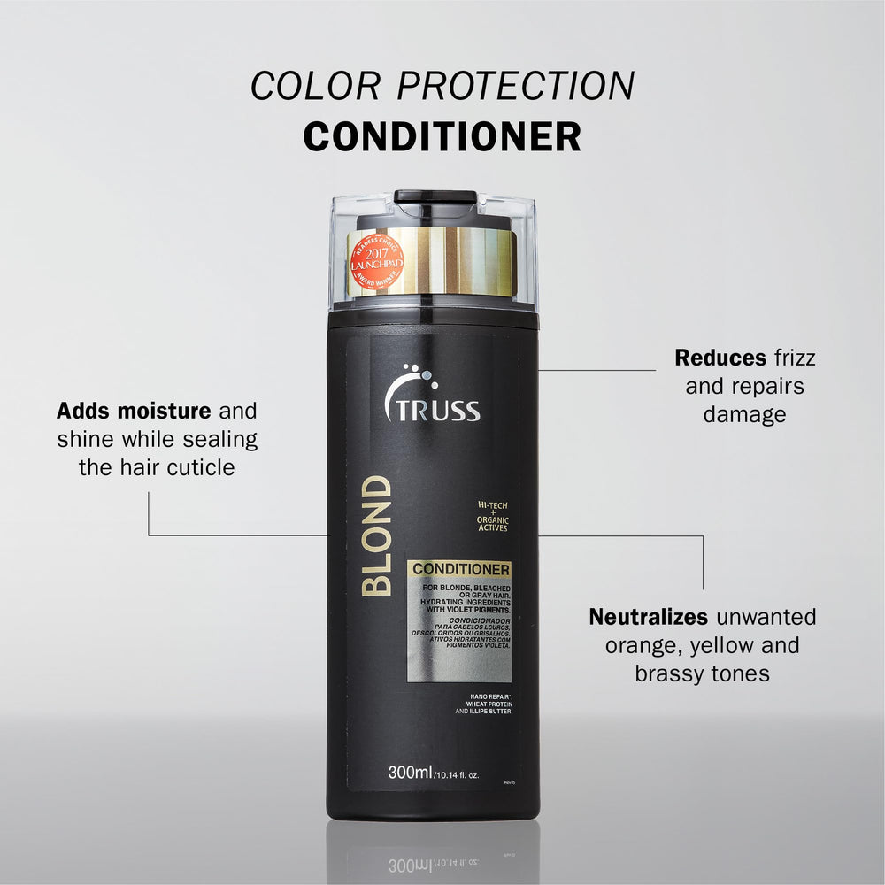 TRUSS Blond Conditionneur violet, texture crème riche pour hydrater les cheveux blonds.