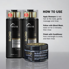 TRUSS Blond Conditionneur violet, gros plan sur l'emballage professionnel.