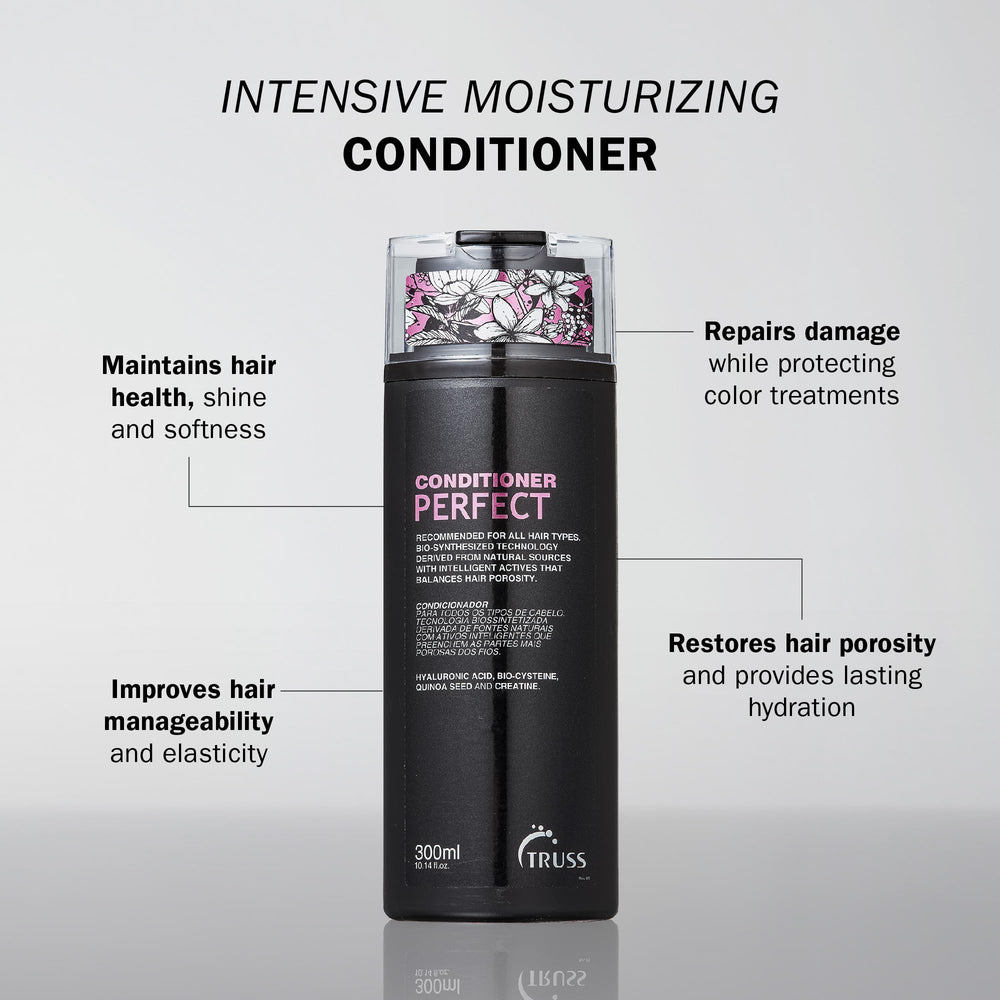 TRUSS: texture soyeuse révélée sur les cheveux après application.