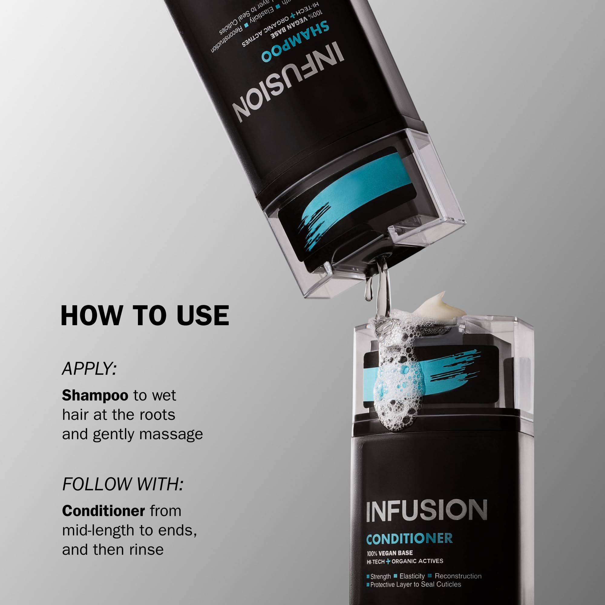 TRUSS Infusion: cheveux après-shampooing révélant brillance et souplesse.