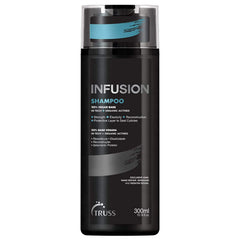 TRUSS Infusion Shampooing, bouteille élégante pour cheveux secs et propres.