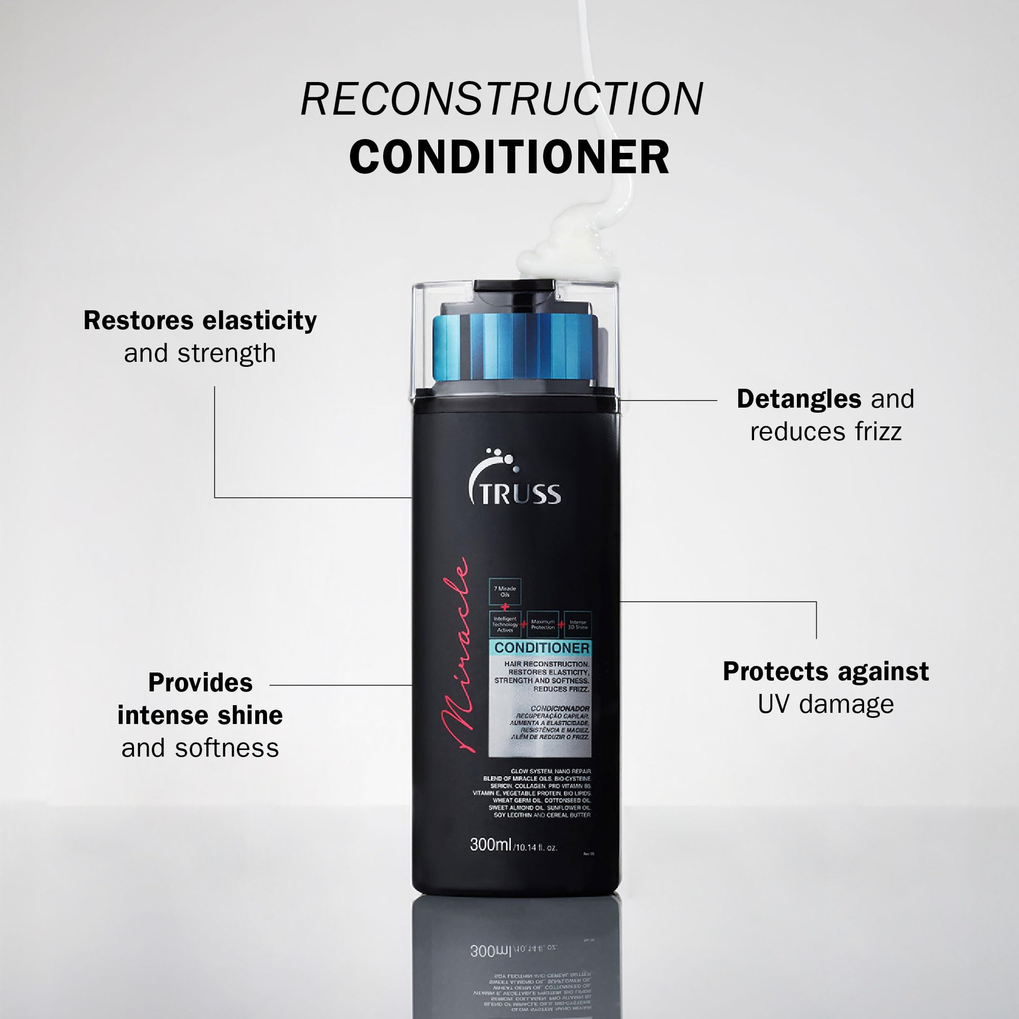 TRUSS Miracle Conditionneur démonstration de démêlage sans nœud pour cheveux faciles à coiffer.