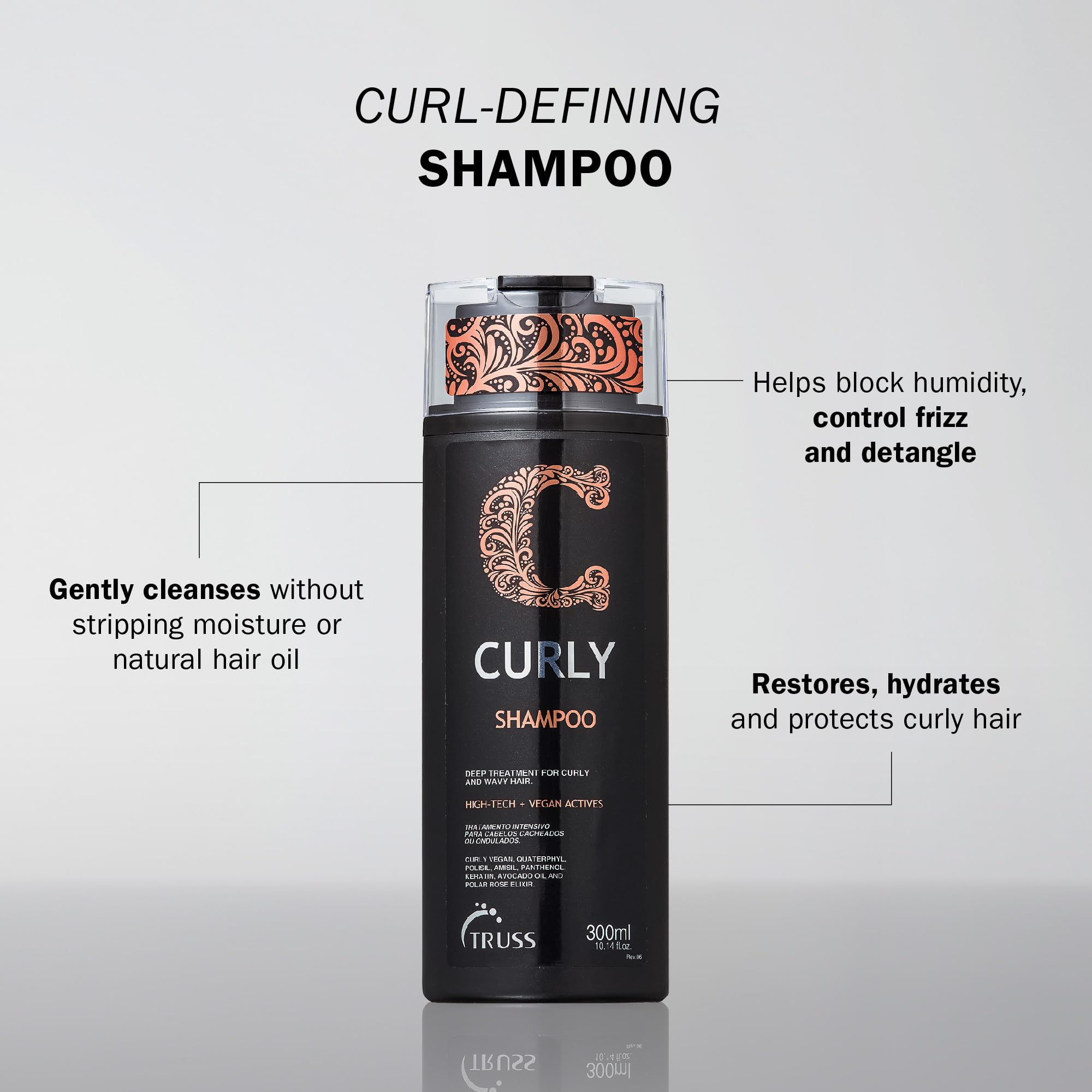 TRUSS Shampoing Cheveux Boucles – application mousseuse, texture légère et contrôle du frisottis.