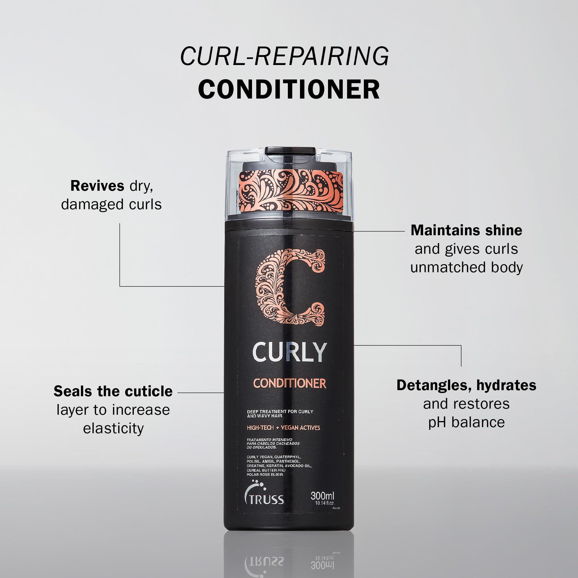 TRUSS Conditionneur Boucles – mise en valeur des boucles et douceur après lavage.