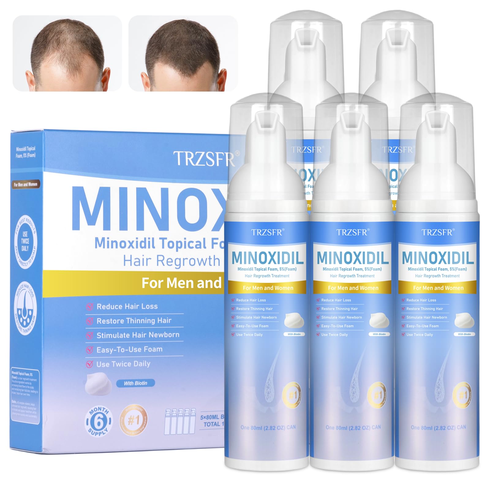 Trzsfr minoxidil 5% pour cheveux et barbe, application pratique.