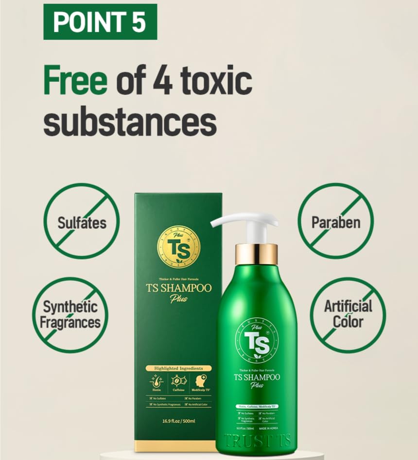 TS Shampoo Plus – brillance et fraîcheur visibles lors de l application.