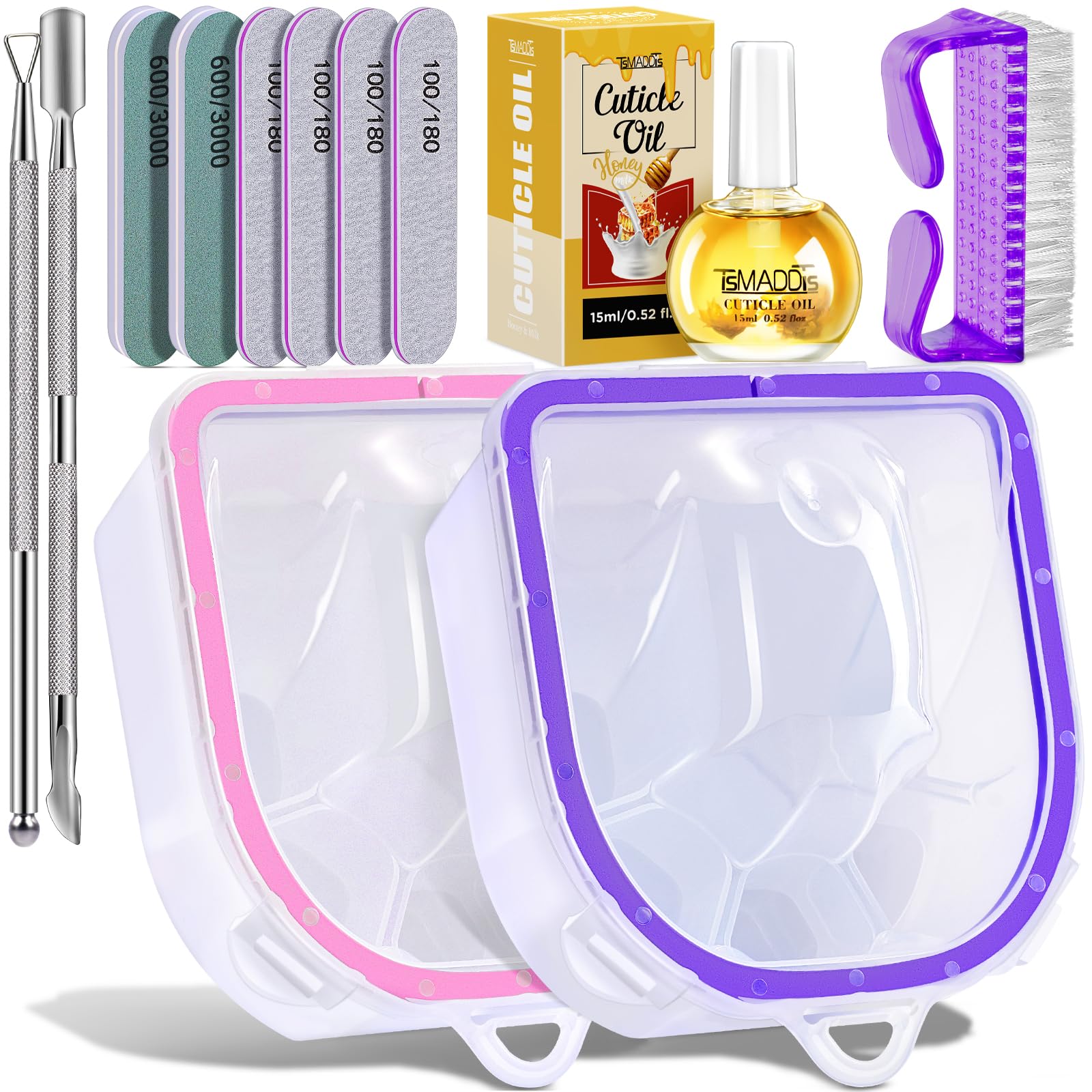 TsMADDTs kit manucure à domicile avec deux bols de trempage pour une suppression pratique du gel