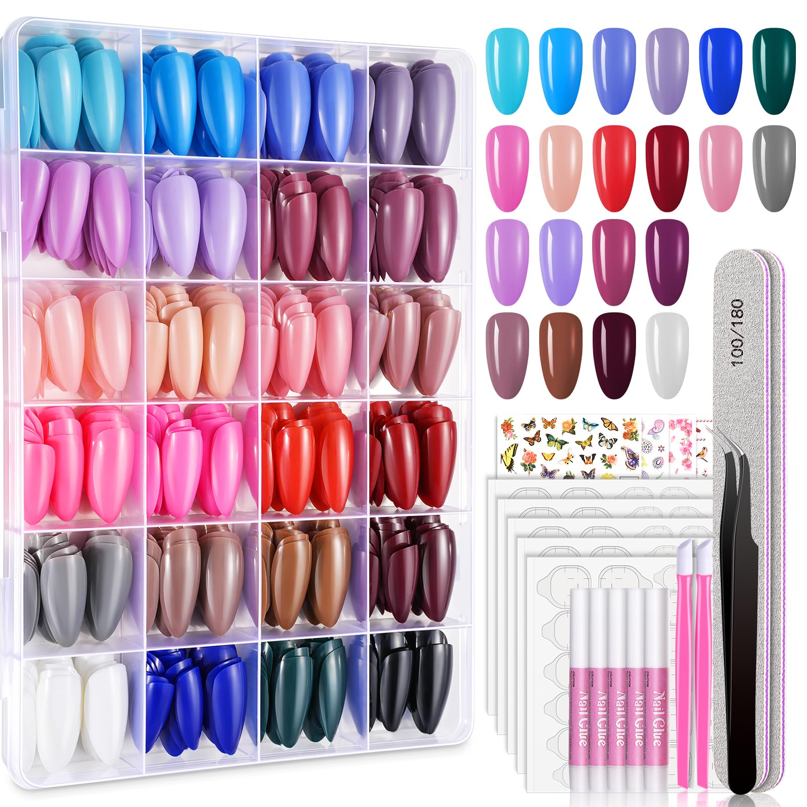 TsMADDTs onglets à poser en forme d amande, variété de couleurs pour une manucure rapide