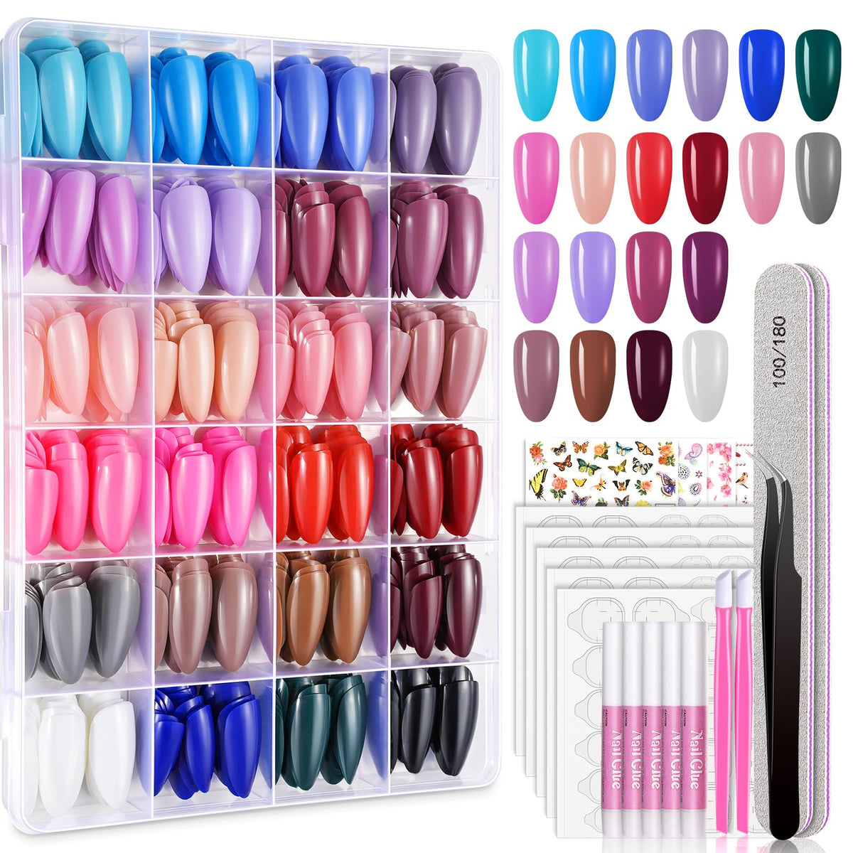 TsMADDTs onglets à poser en forme d amande, variété de couleurs pour une manucure rapide