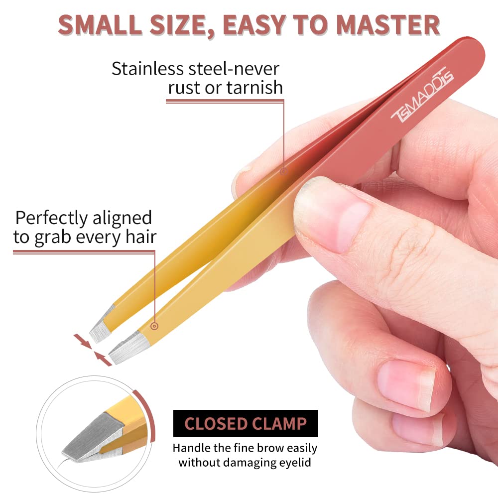 TsMADDTs pinces-sourcils angulées : accès facilité aux poils difficiles.