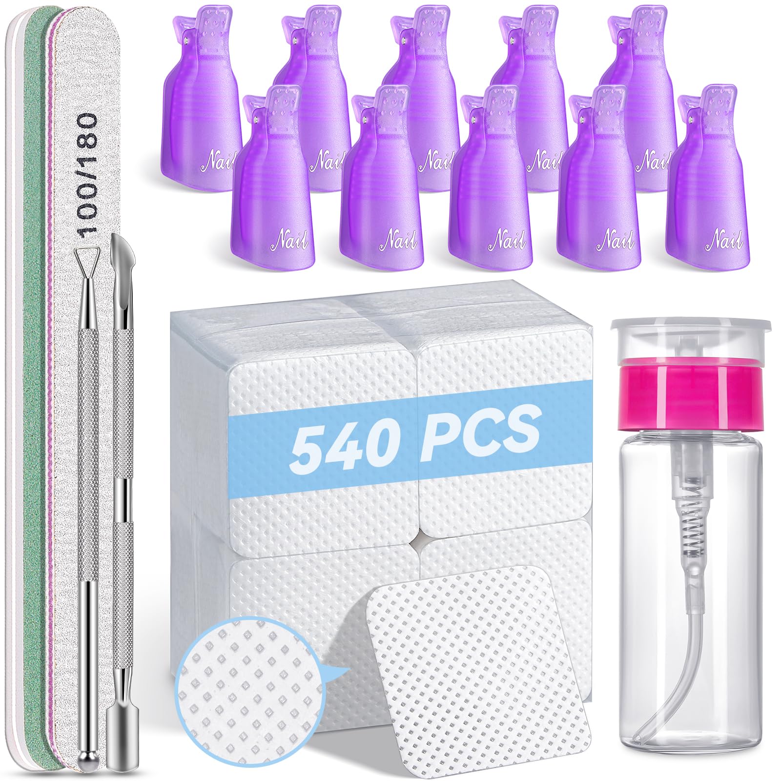 TsMADDTs kit retrait gel: lingettes sans peluches pour une finition lisse.