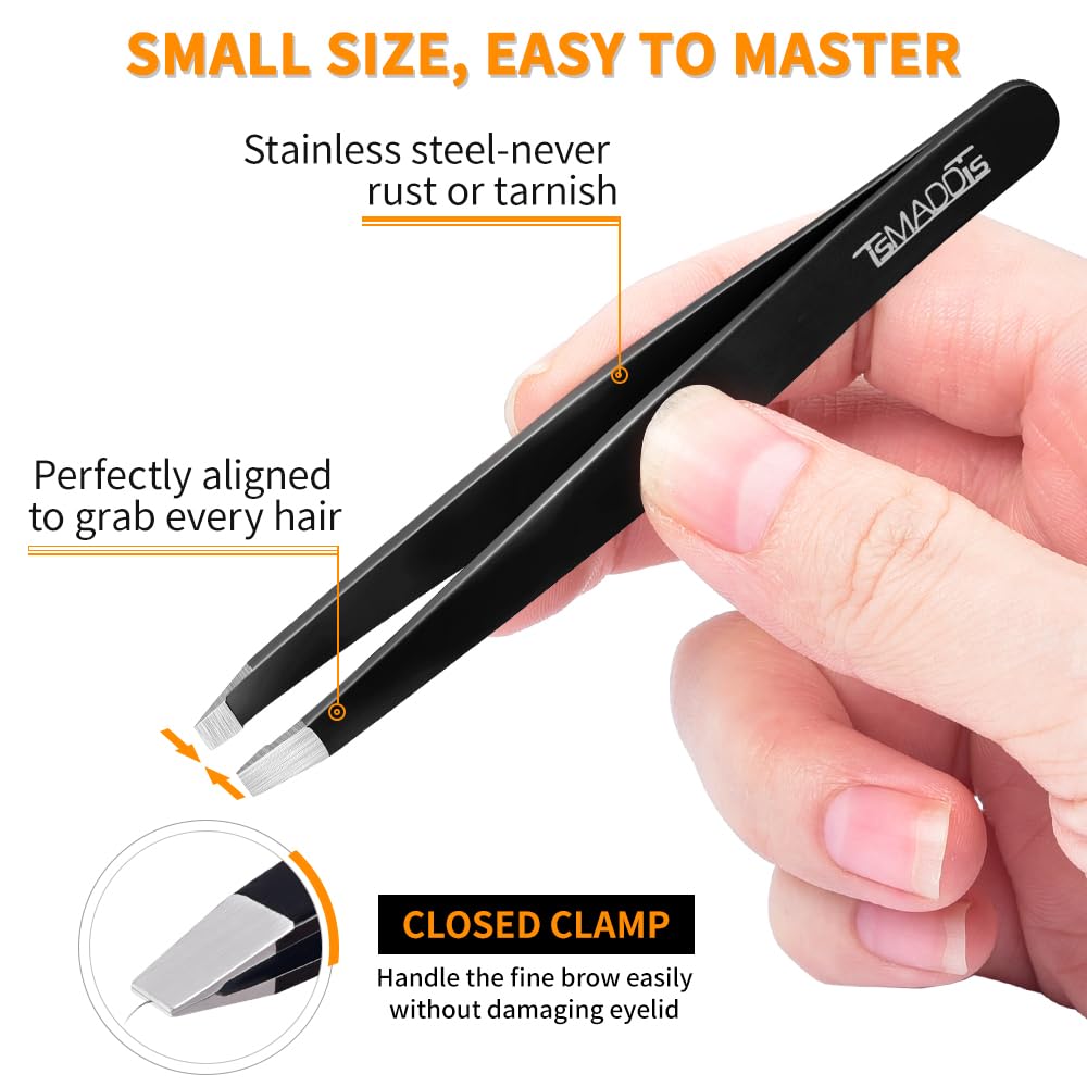 TsMADDTs pinces à sourcils angleées pour atteindre les poils difficiles
