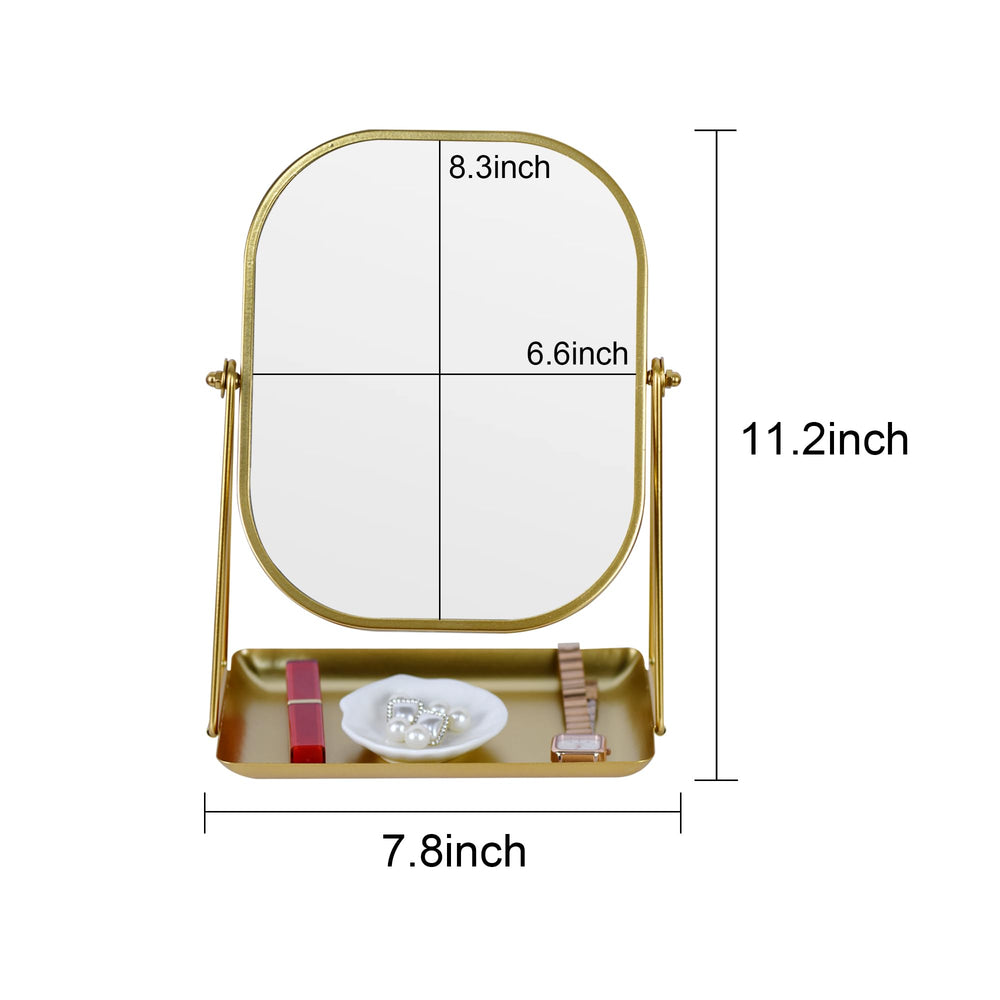 Miroir beauté Tstarer en métal doré sur bureau, vue claire pour le maquillage.