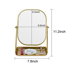 Miroir beauté Tstarer en métal doré sur bureau, vue claire pour le maquillage.