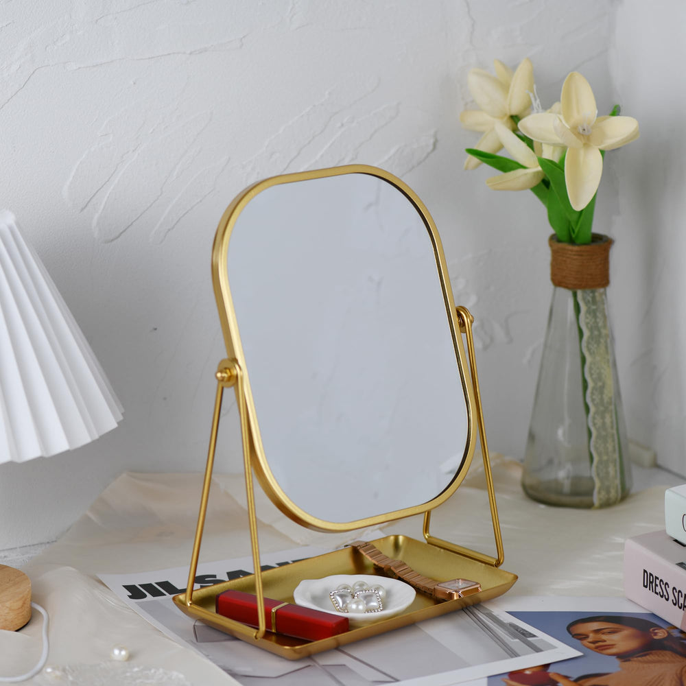 Miroir table de toilette doré Tstarer, design élégant et compact.