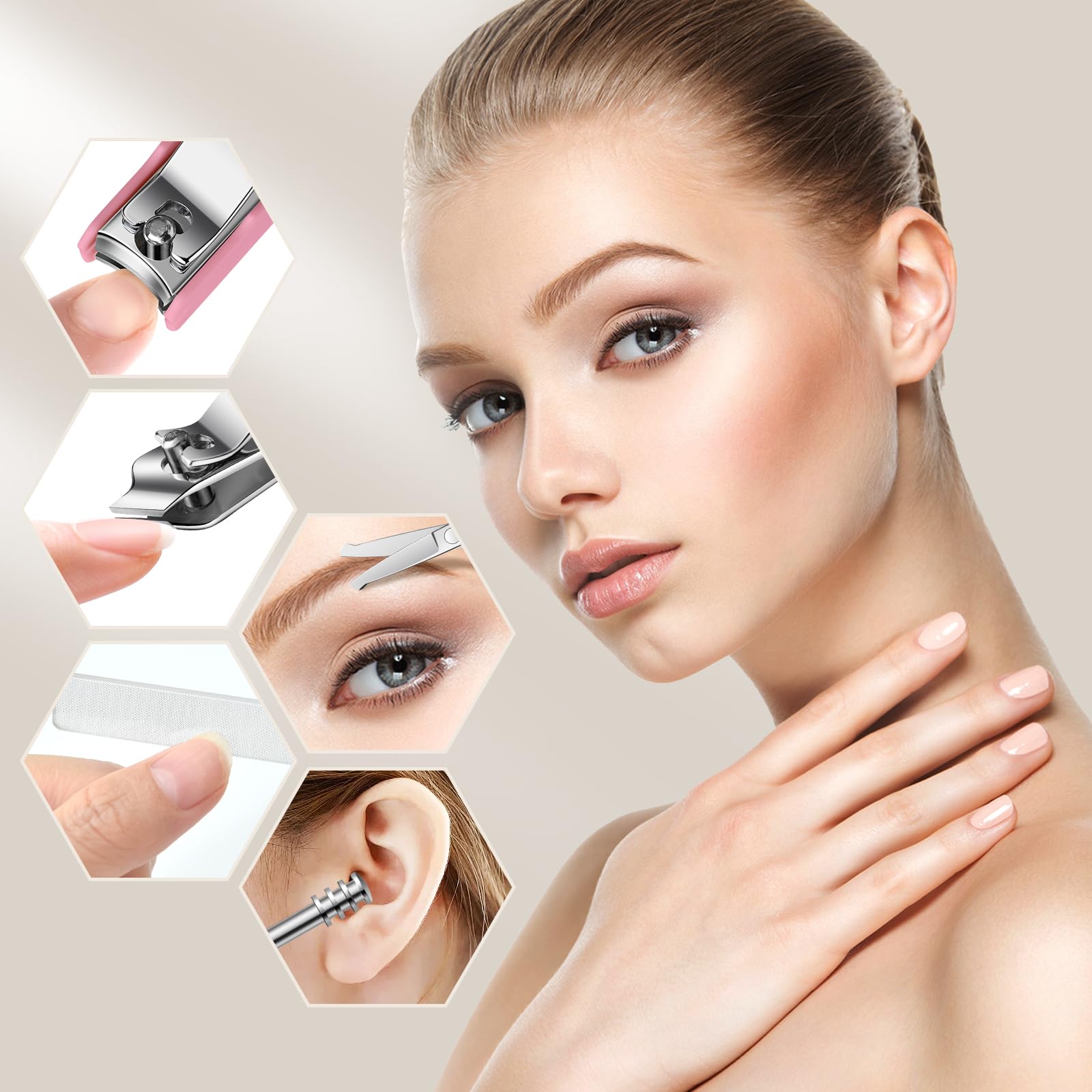 Ensemble de 6 outils TTJHGYQO, soin des ongles et du visage à portée de main.