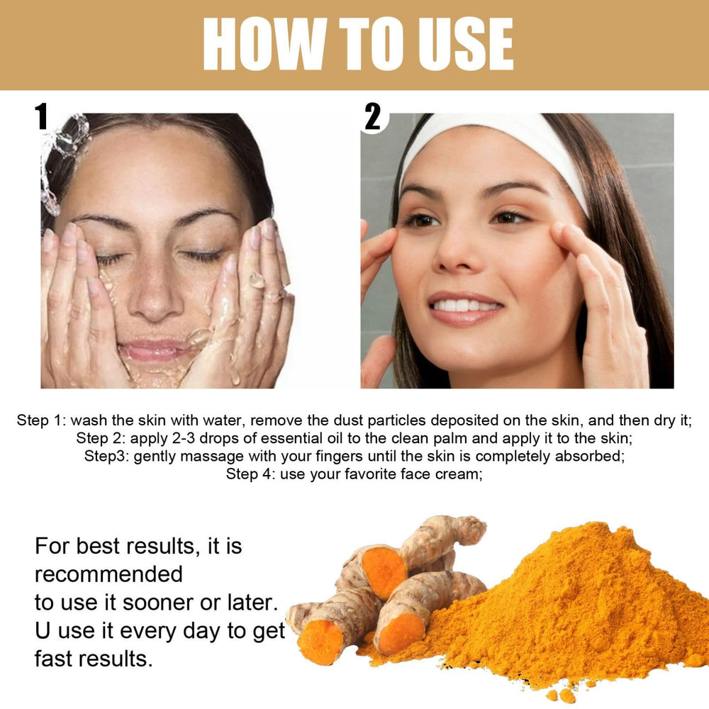 TTYRBF sérum curcuma – Application matin : texture légère pénètre rapidement.