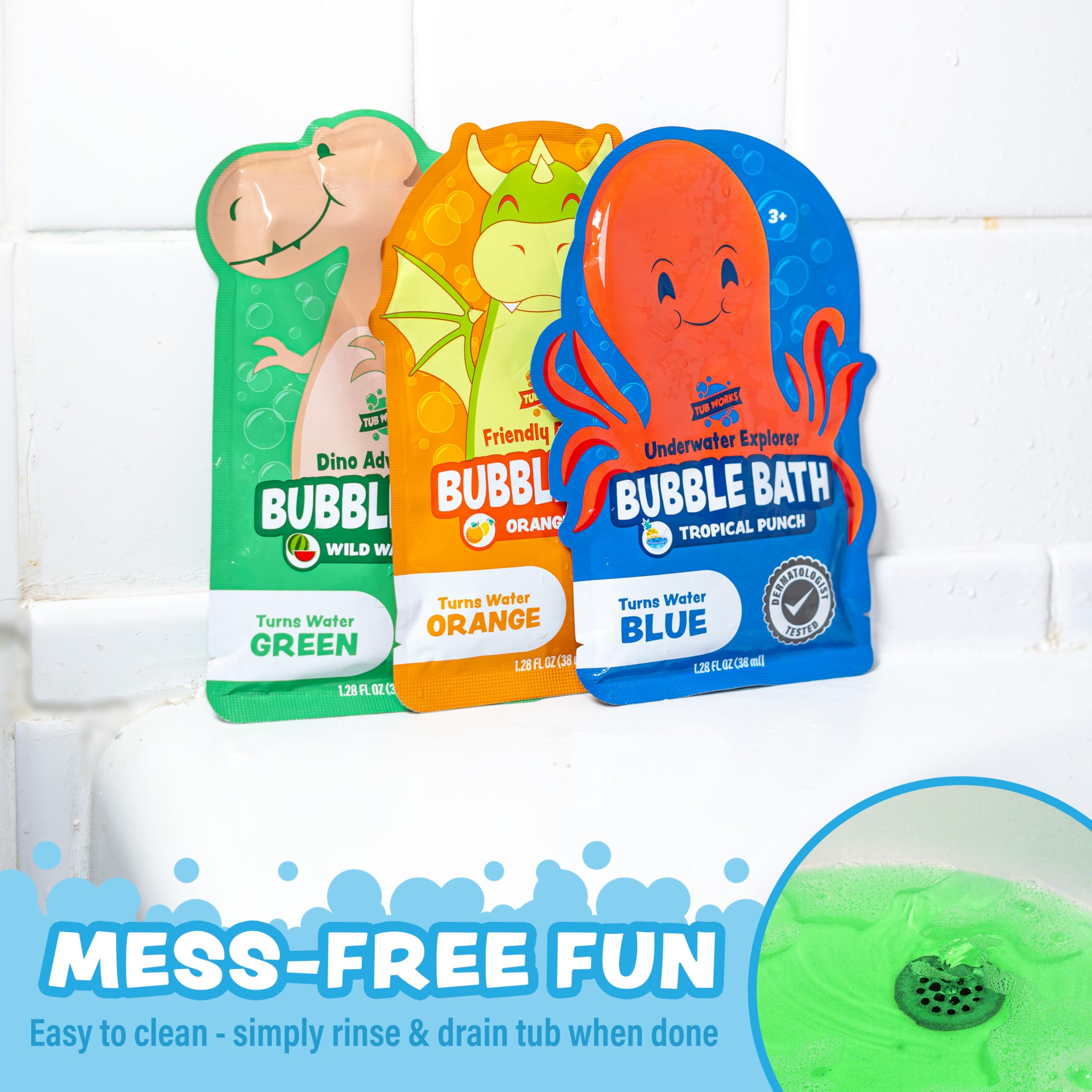 Tub Works Bain Moussant Bulles Abondantes Vert : bain coloré et amusant.