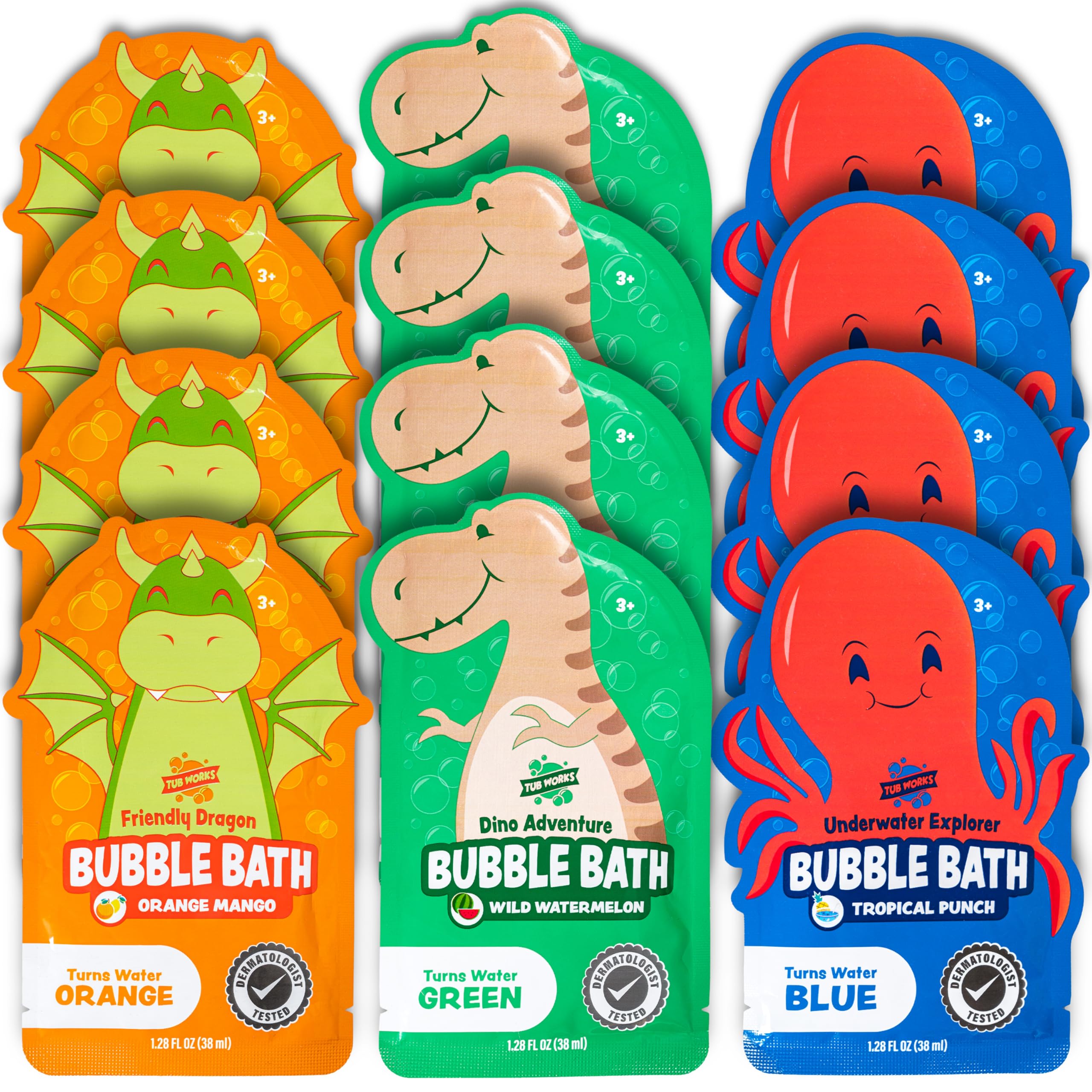 Tub Works Bain Moussant Cadeau Enfant Vert Orange Bleu : idée cadeau ludique.