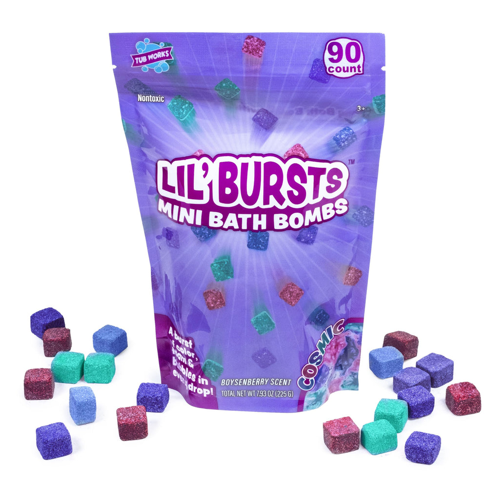 Tub Works Lil' Bursts cosmiques violet: teinte éclatante et jeu créatif pendant le bain.