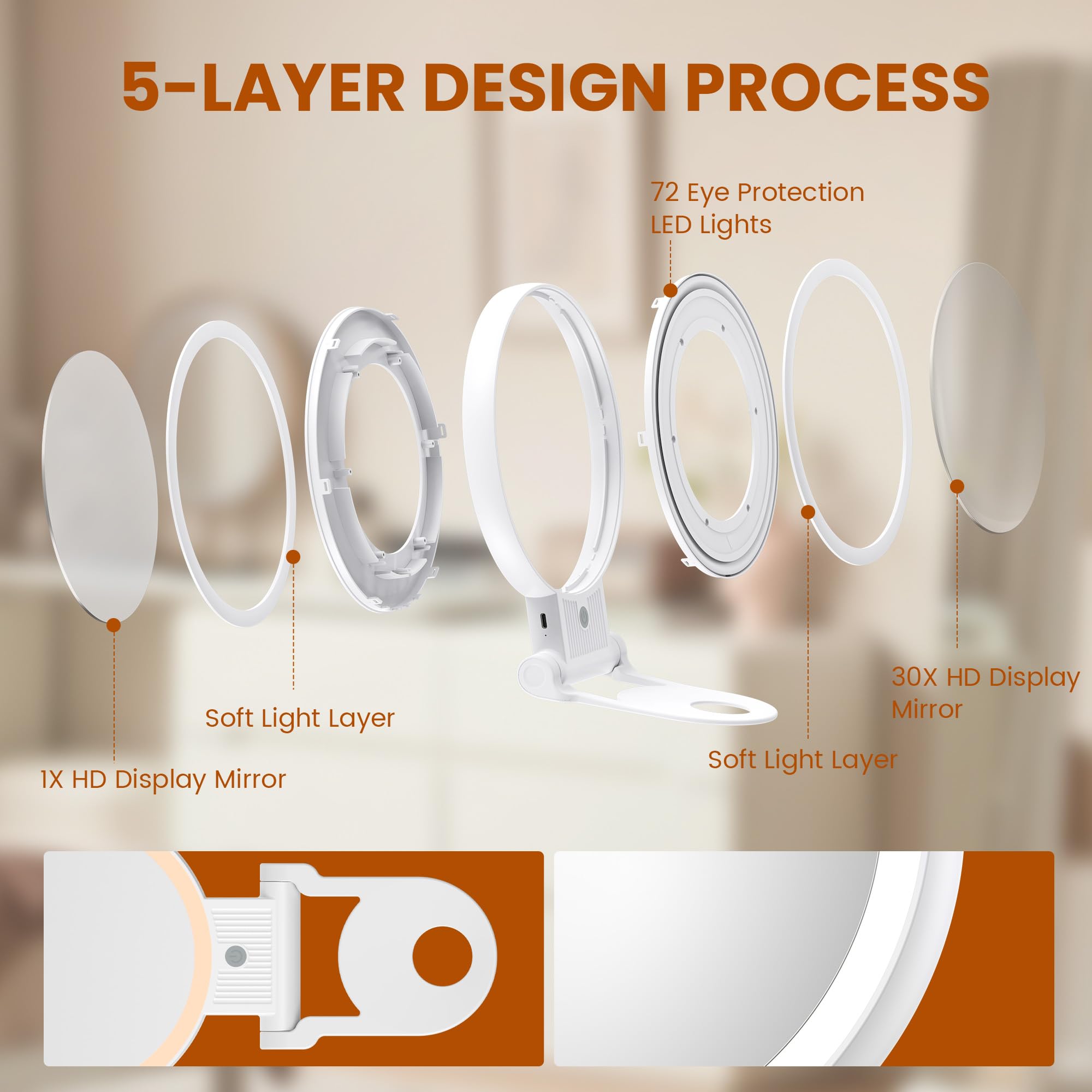 Miroir tubbede prise en main agréable et design ergonomique