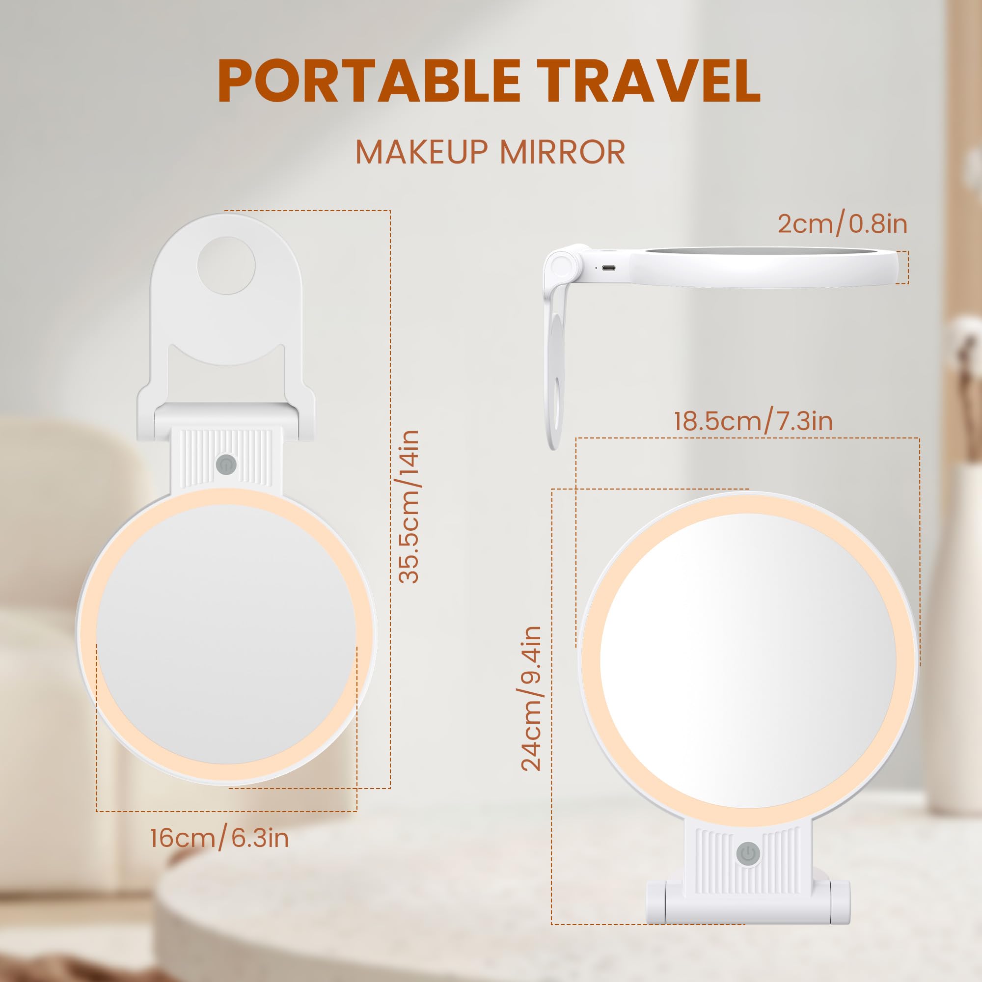 Miroir tubbede usage mural ou portable selon votre espace
