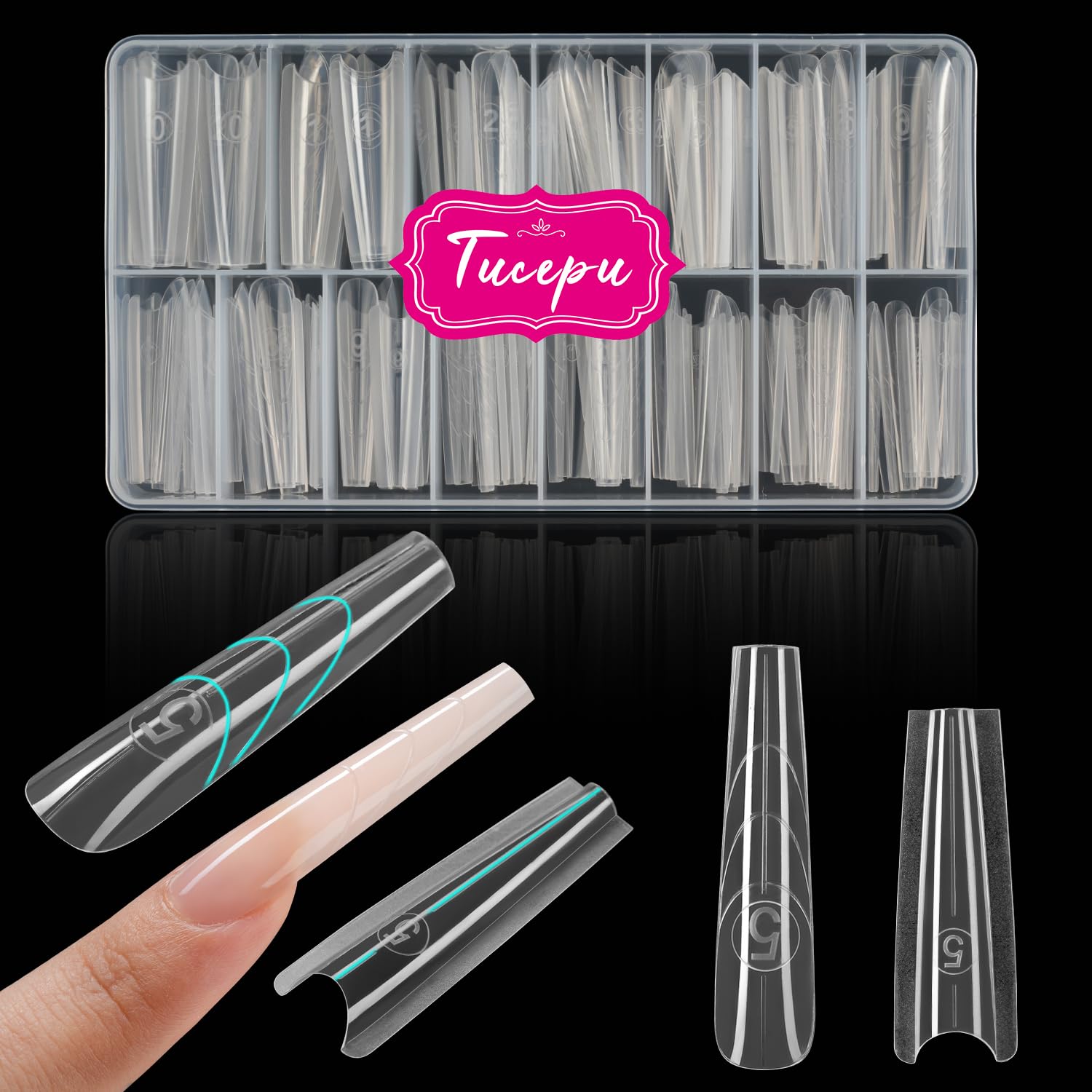 Formes sandwich Tucepu Coffin, 15 tailles, base stable pour extensions homogènes.