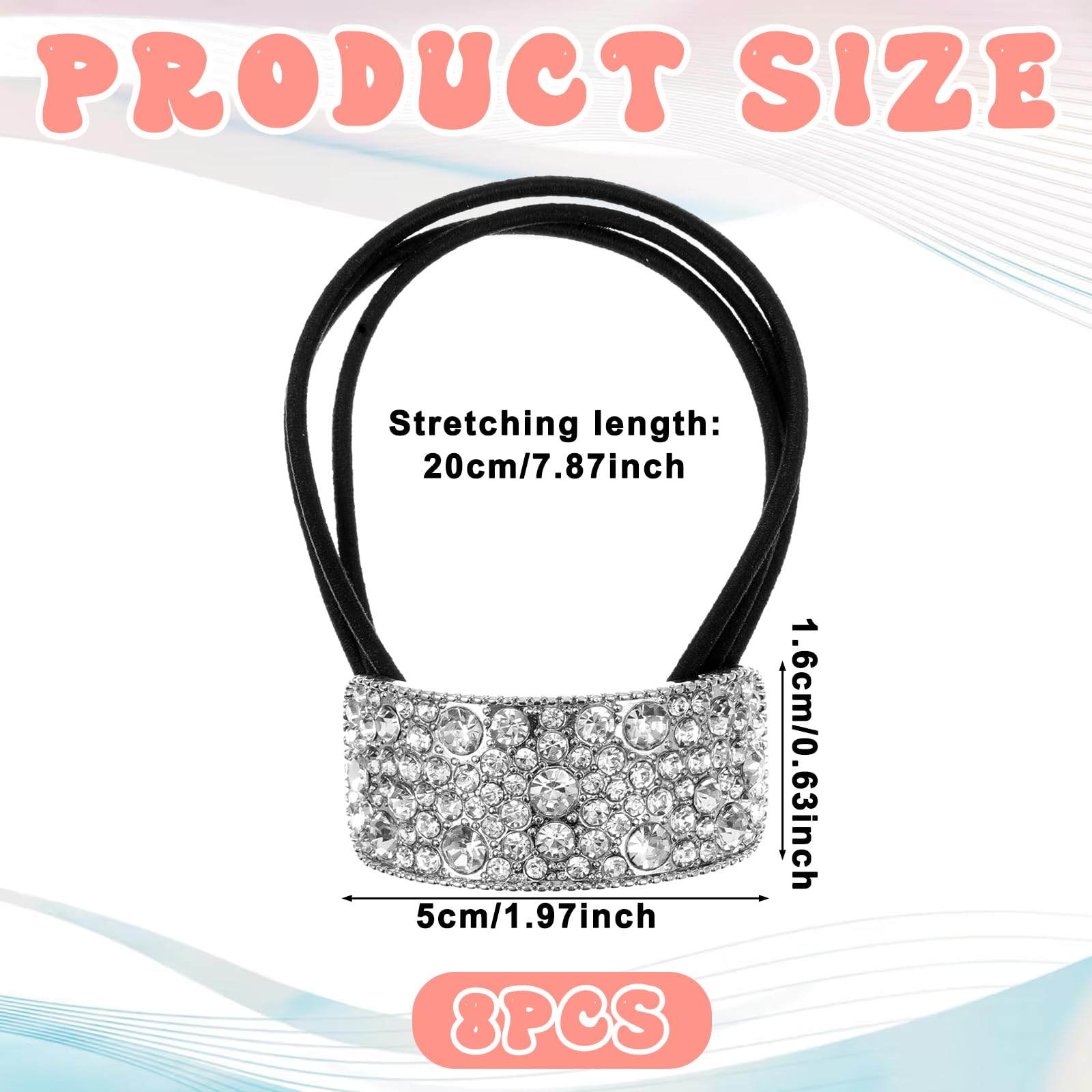 Tucnoeu bandeau cristal argent quotidien, maintien élégant sans glisser.