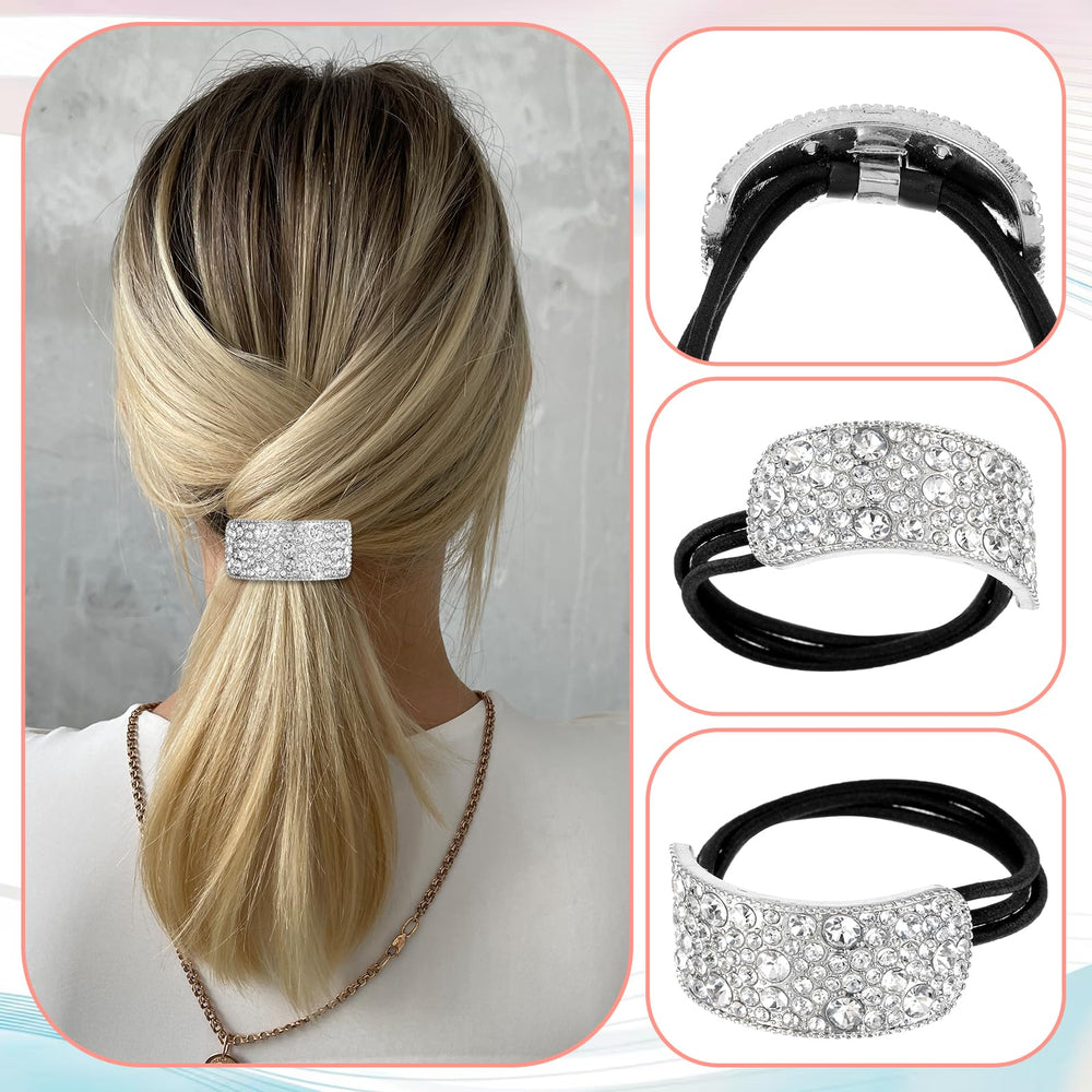 Tucnoeu elastique cristal argent durable, s'adapte à cheveux fins comme épais.