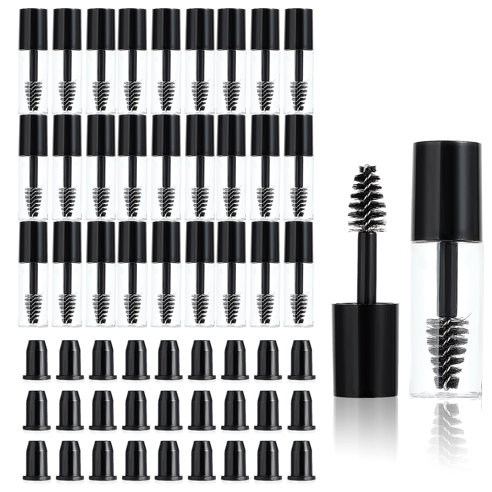 Flacons mascara vides Tucnoeu 3 ml avec brosse, pratique pour retouches rapides.