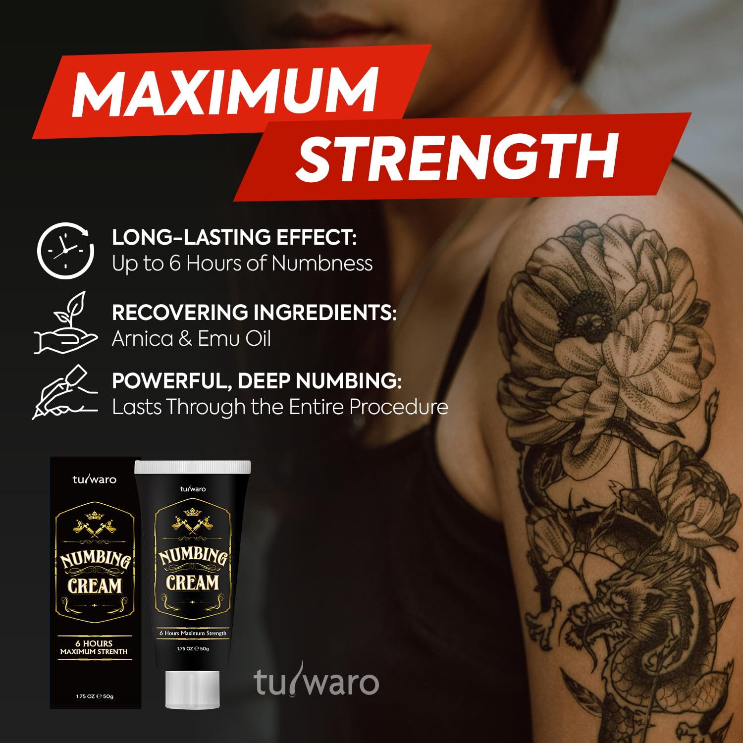 Tuiwaro Numbing Cream applied to skin for comfort during procedures