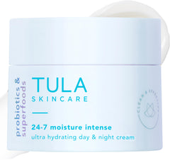 TULA 24-7 Moisture Cream bottle delivering rich hydration for daily use.