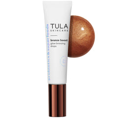 TULA Bronze Boost Glow gouttes visage : éclat naturel et hydratation légère.