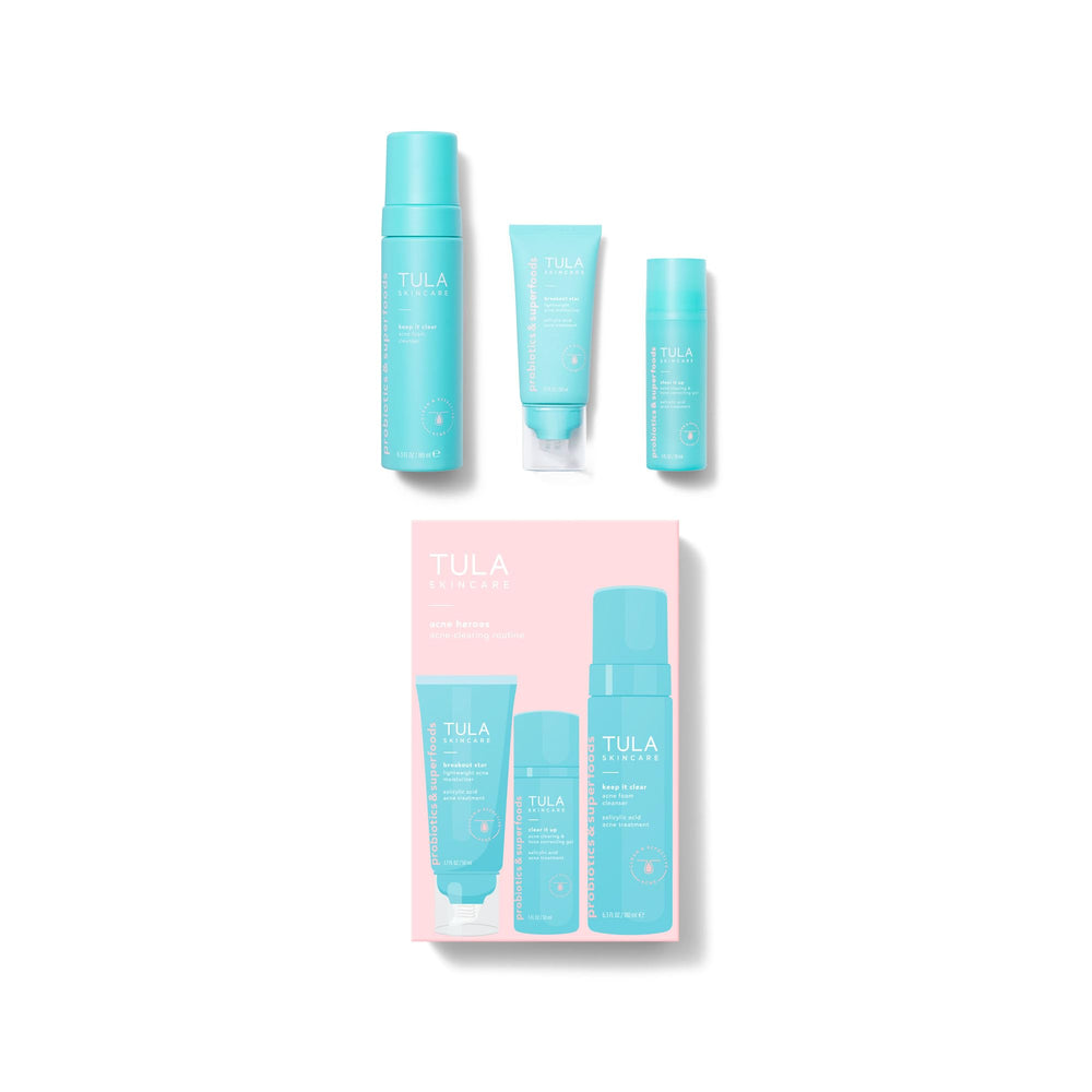 TULA emballage kit routine acne, presentation claire et pratique