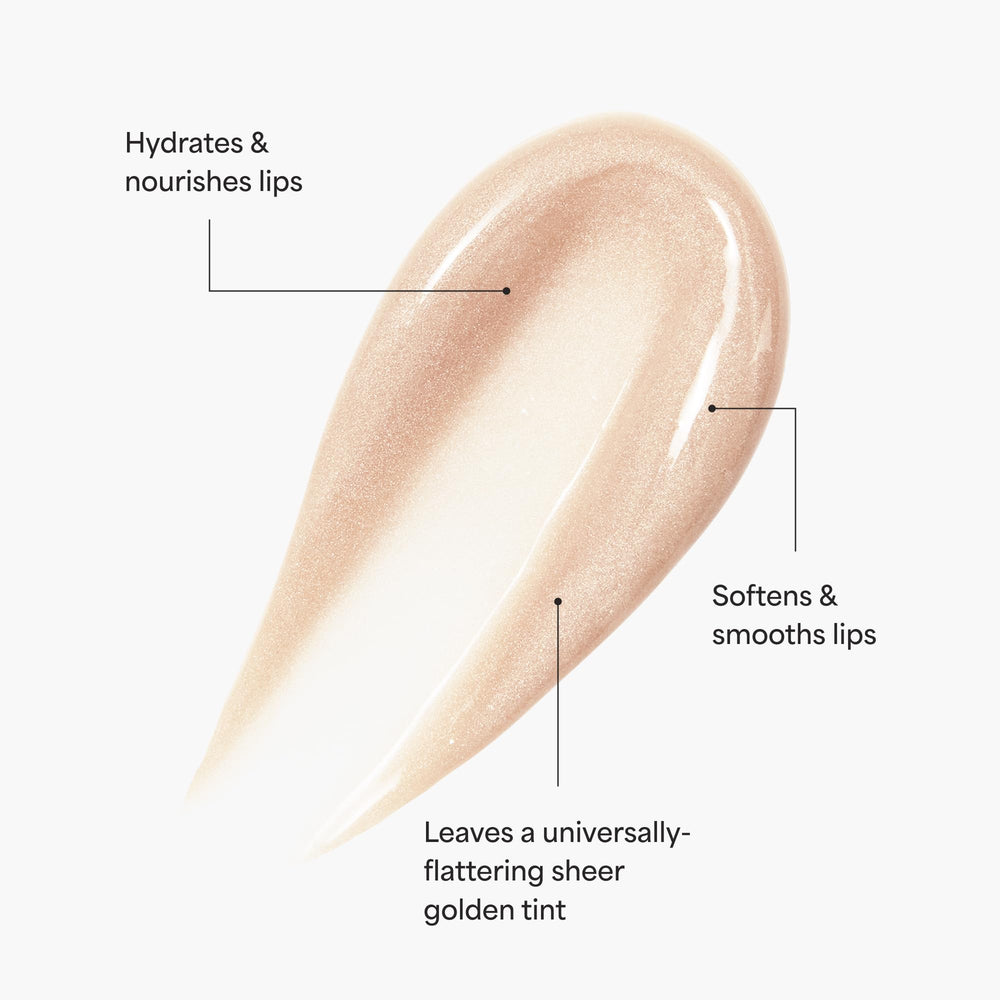 TULA Glaze Lip Treatment Maple, teinte rosée sur lèvres.