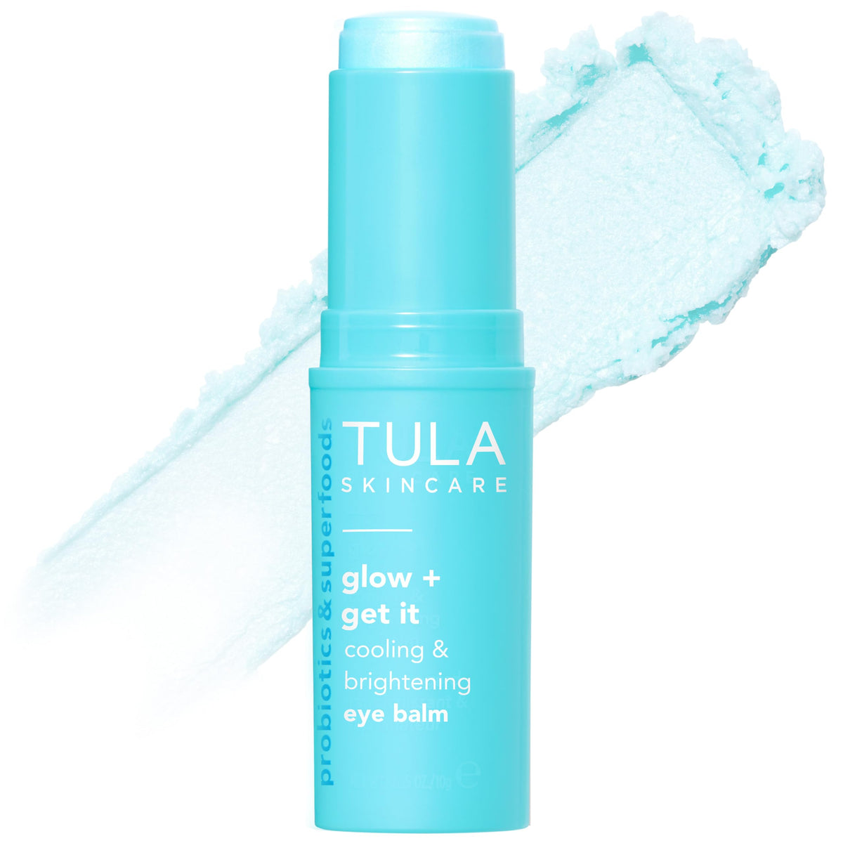 TULA Glow & Get It Eye Balm – application rapide pour hydrater et lisser les ridules.