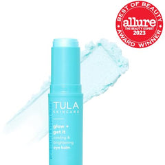 TULA Glow & Get It Eye Balm – texture gel satinée offrant une hydratation durable.