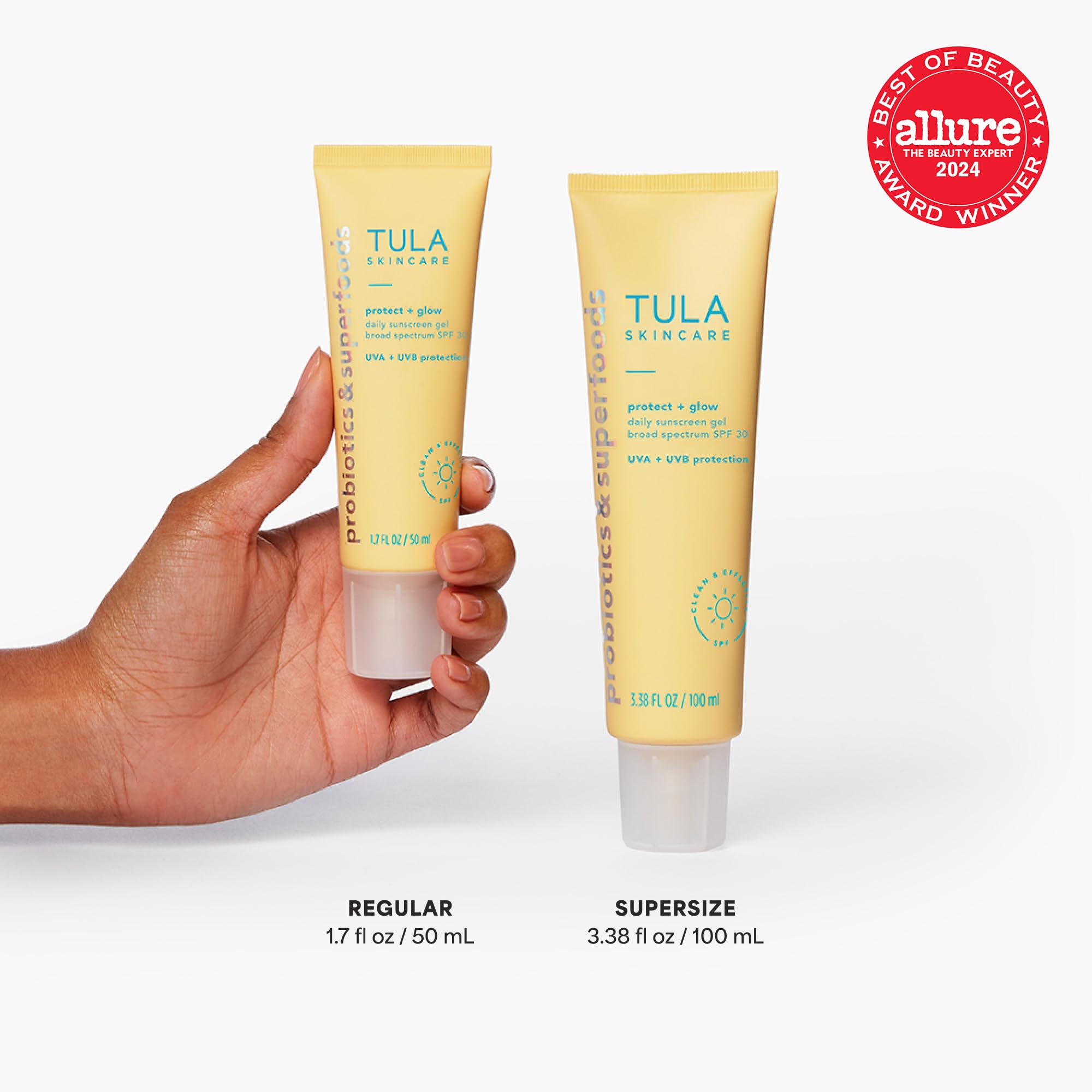 Texture gel de TULA Protect + Glow, application rapide et non gras.