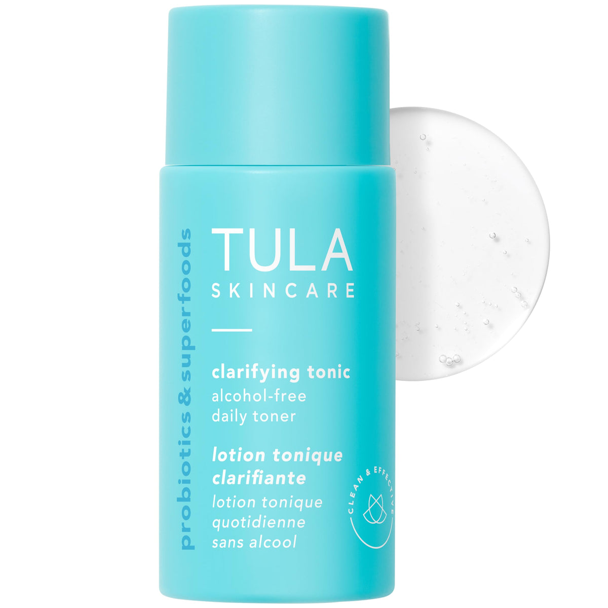 Tonique clarifiant TULA mini flacon, idéal pour le voyage et les soins quotidiens.