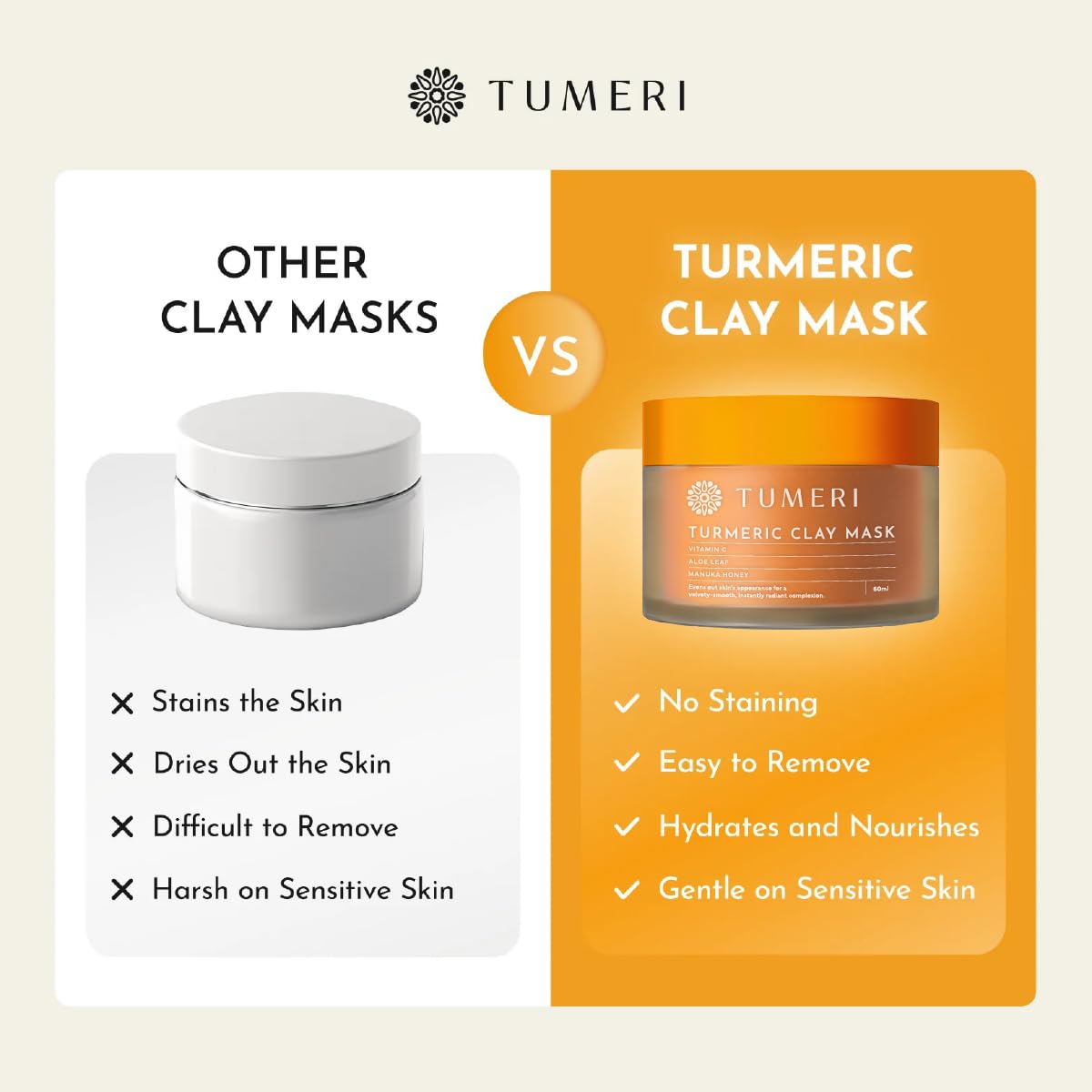 Masque TUMERI curcuma avec teinte dorée pour éclaircir le teint
