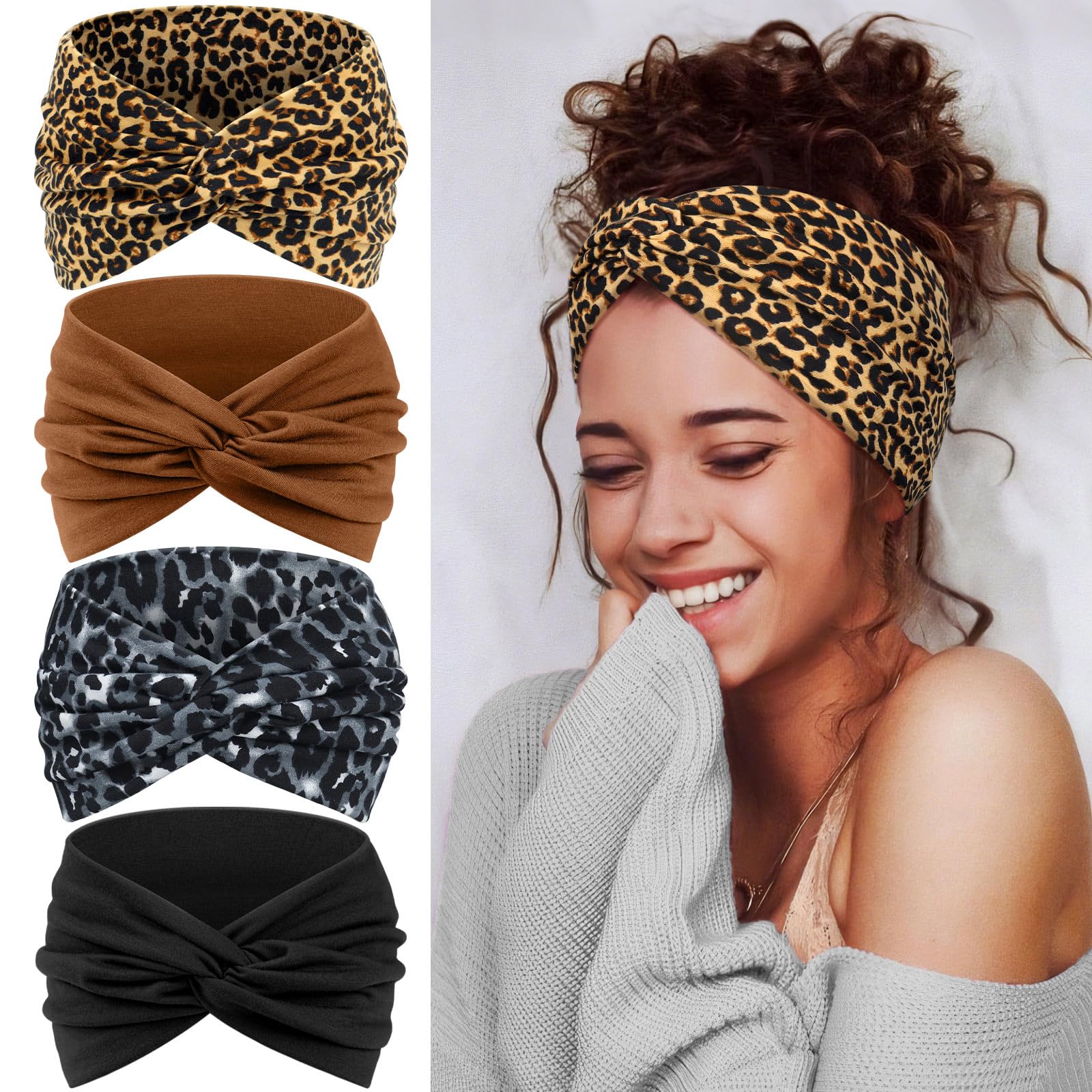 Bandeau Tumurup imprimé leopard, parfait pour le yoga et la détente.