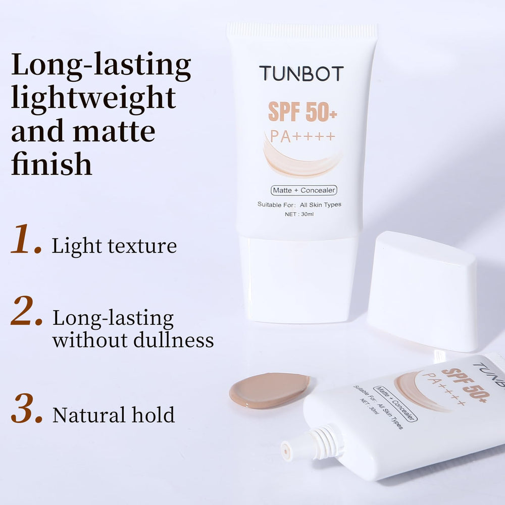 Tunbot Concealer Foundation avec SPF 50 pour protéger la peau.