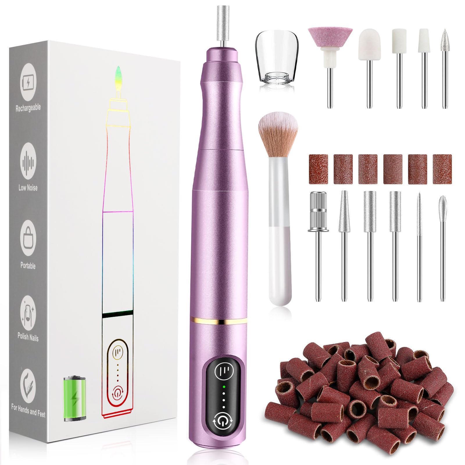 Tuobeo kit-perceuse-ongles-sans-fil: pratique et portable pour soins à domicile.